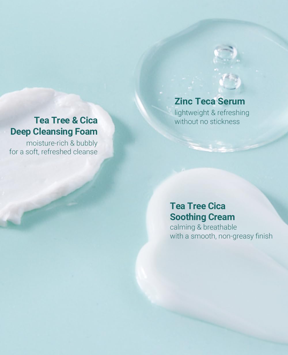BRING GREEN TEA TREE CICA SET | Korean Skin Care Kit for Acne-Prone, Sensitive Skin | Zinc Teca Serum, Tea Tree Hydrating Moisturizer & Deep Cleansing Foam | Oil Control & Pore Care | K-Beauty Gift - Image 9