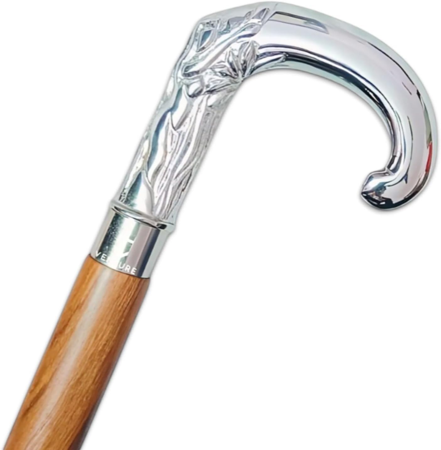 Antique Spiral Brown Wooden Walking Stick with Silver Brass Designer Parrot Handle Walking Wooden Cane for Gift Men & Women - Image 8