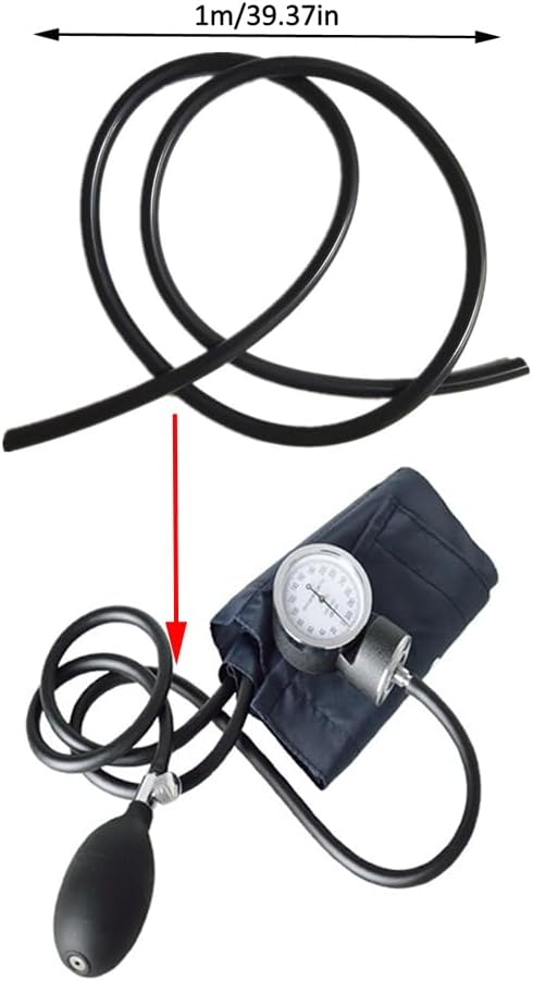 2 Pack Manual Blood Pressure Air Hose Replacement 3FT Rubber Tube Air Tubing for Aneroid Sphygmomanometer Professional Blood Pressure Monitor Cuff Set Adult Arm - Image 2