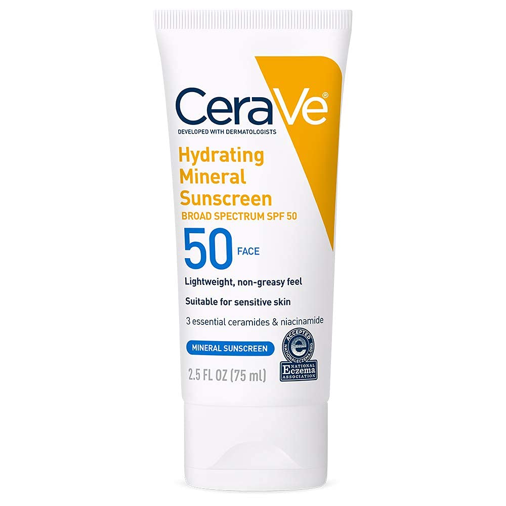 CeraVe Hydrating Mineral Sunscreen SPF 50 Face Sunscreen, Travel Size 2.5oz - Image 10