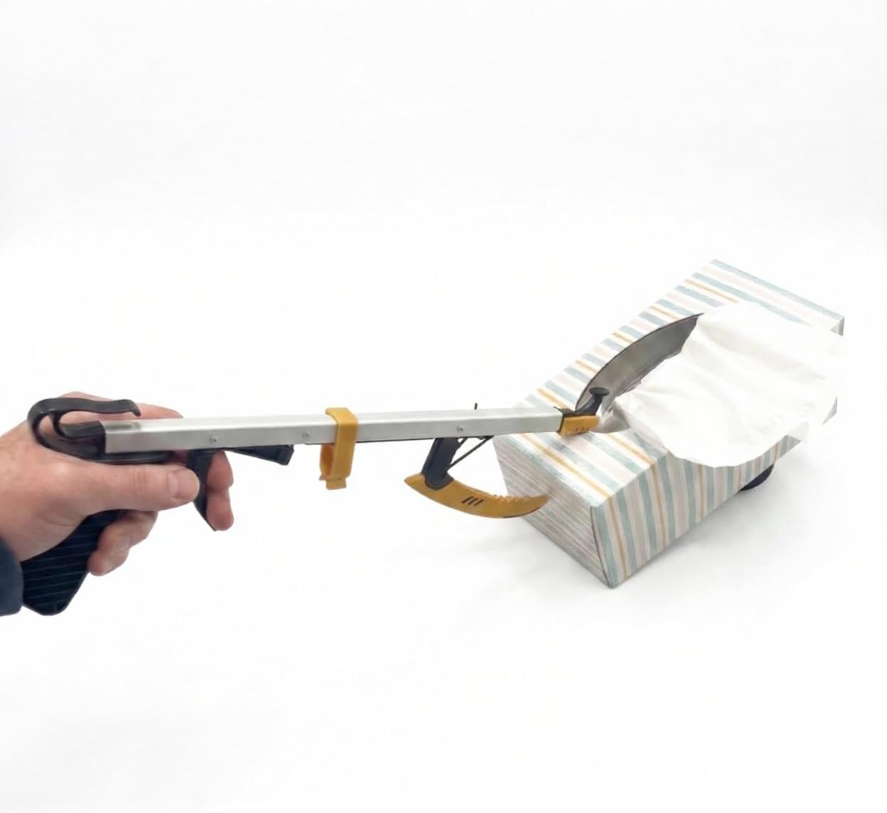 Rehabilitation Advantage Compact Reacher Grabber Tool, 15" Reach Extension, Set of 2, Rubberized Jaws, 3" Wide Grip, Lightweight Aluminum Pick Up Tool, Handle for Travel, Home, and Hard-to-Reach Items - Image 5