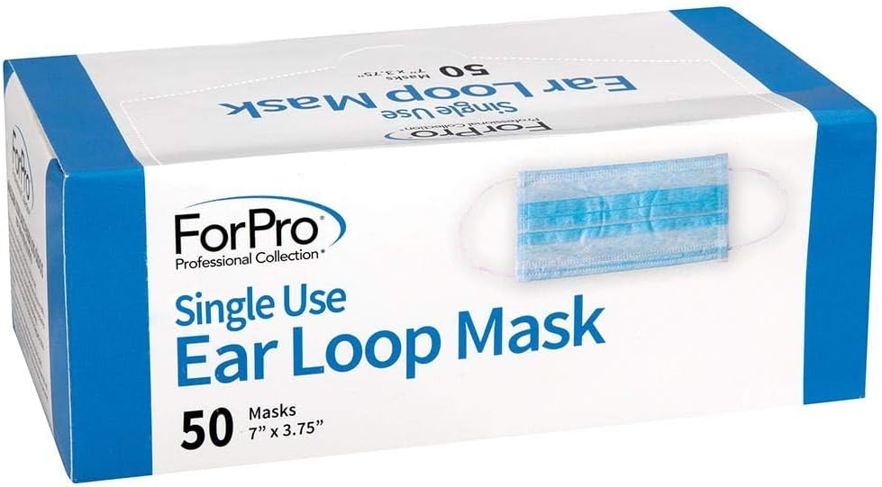 ForPro Single Use Ear Loop Mask, 50-Count, Hypoallergenic 3-Ply Face Mask - Image 2