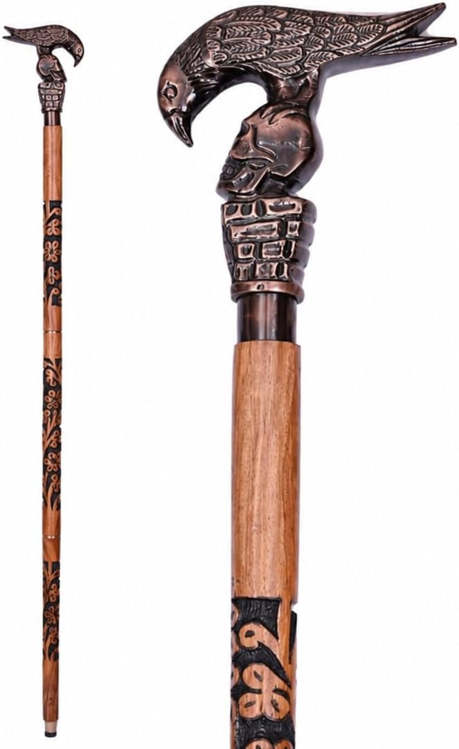 Floral Carved Wooden Walking Stick ...