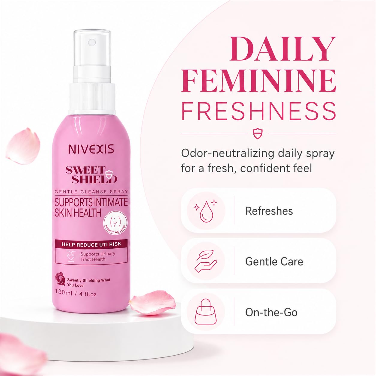 Feminine Intimate Skin Spray, Vaginal Odor Control & Itch Relief, pH Balanced Hygiene Cleanser, Soothes Irritated for Vaginal, Hypoallergenic, Fragrance-Free Hypochlorous Acid Formula, 4 fl oz - Image 2