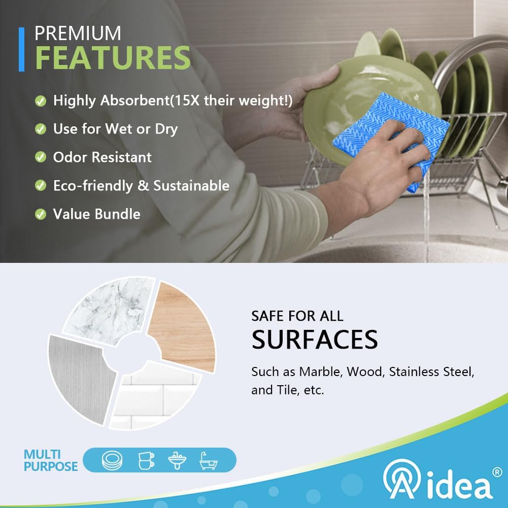 AIDEA Cleaning Wipes, Multi-Purpose Towel Reusable Cleaning Cloths 40Ct(1 Pack), Domestic Wipes, Dish Cloths(12''x24'') - Image 2