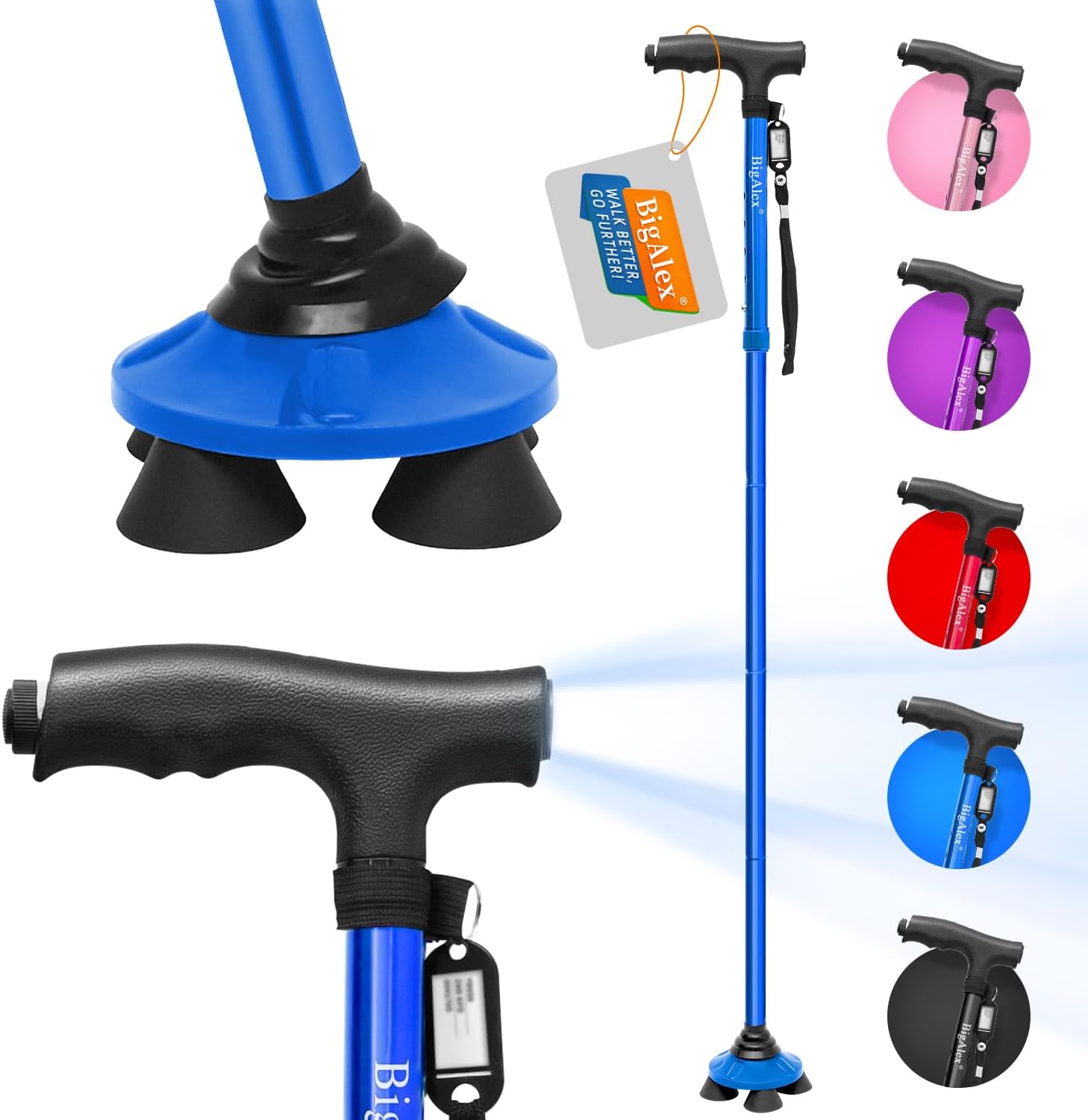 BigAlex Folding Walking Cane with L...