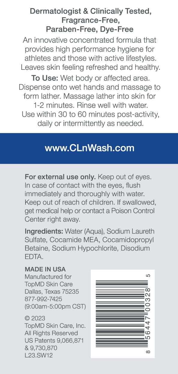 CLn® SportWash – High-Performance Sport Body Wash, For Men & Women Prone to Body Odor, Foot Odor, Ringworm, Folliculitis, & Back Acne, Fragrance-Free & Paraben-Free, 12 fl. oz. - Image 2