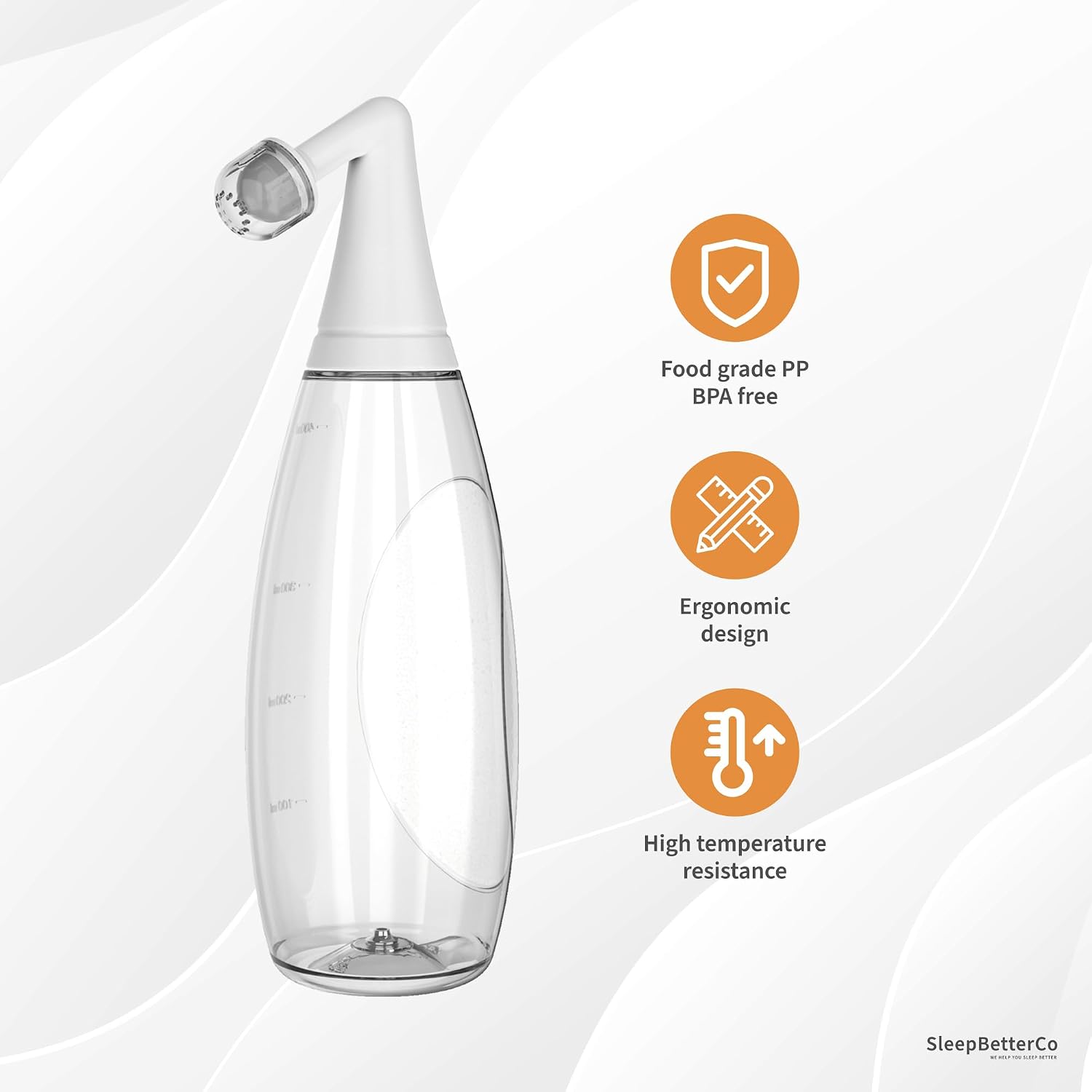 Nasal Irrigator, Sinus Rinse Bottle, BPA-Free, Ergonomic Design, 2 Tips for Adult/Kids, Reduces Snoring, Relieves congestion, Easy to use, Transparent Light-grey - Image 4