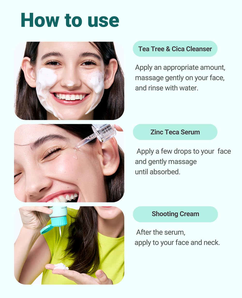 BRING GREEN TEA TREE CICA SET | Korean Skin Care Kit for Acne-Prone, Sensitive Skin | Zinc Teca Serum, Tea Tree Hydrating Moisturizer & Deep Cleansing Foam | Oil Control & Pore Care | K-Beauty Gift - Image 10