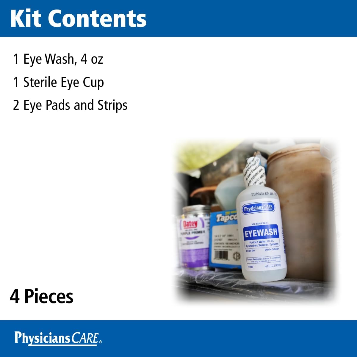 First Aid Only 6-Piece Eye Wash Kit with Oval Eye Pads, First Aid Adhesive Strips, Emergency Eye Rinse & Eye Wash Cup - Image 3