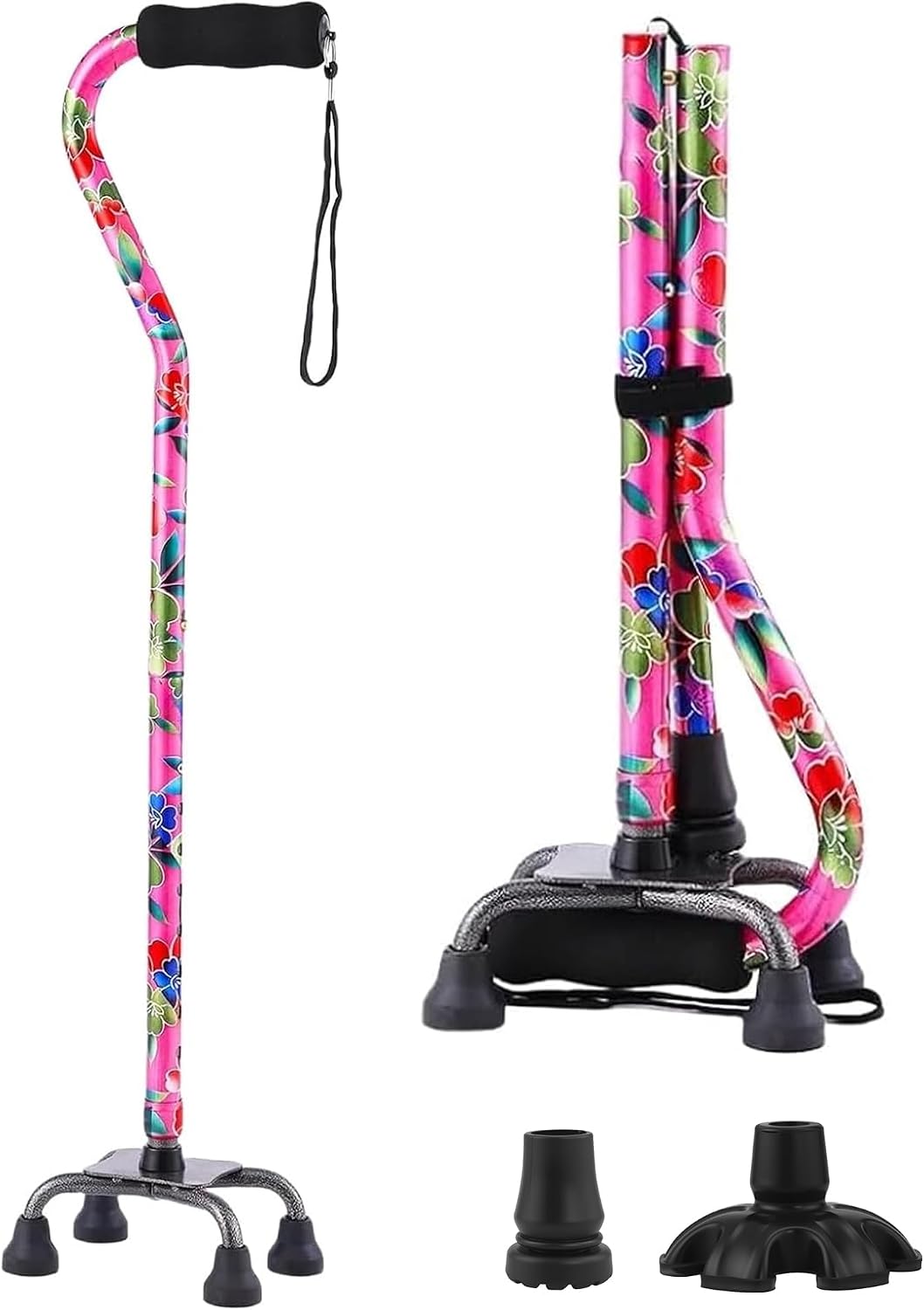 Floral Quad Cane for Women, Adjusta...