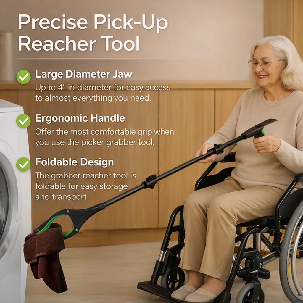 75Inch Extra Long Grabber Reacher Tool, LEGENDONE Easy Foldable Reacher Grabber, Dual Magnetic Tip Pickup Tool Trash Picker, Strong Grip Aid for Upper Shelves, Elderly, Surgery Recovery Must Have - Image 5