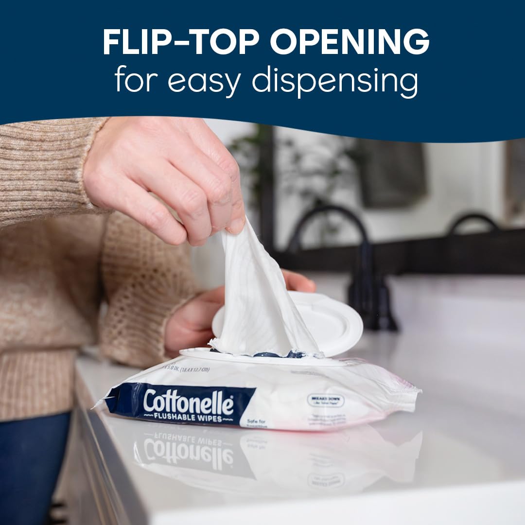 Cottonelle Fragrance Free Flushable Wipes, 2 Packs, 42 Wipes per Pack - Image 4