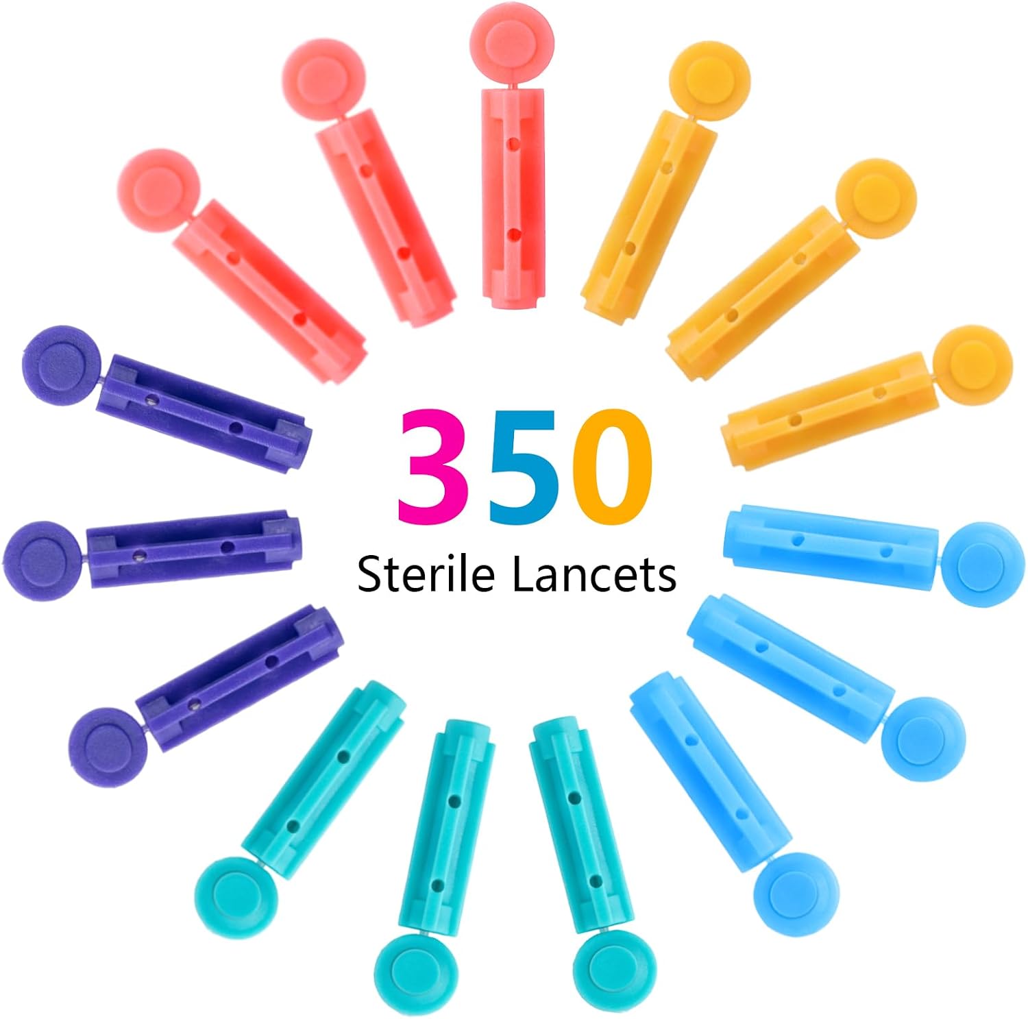 Blood Lancets,Twist Top Lancets for Lancing Devices,350 Count ,30 Gauge Diabetes Lancets for Blood Glucose Testing (Multicolored) - Image 2