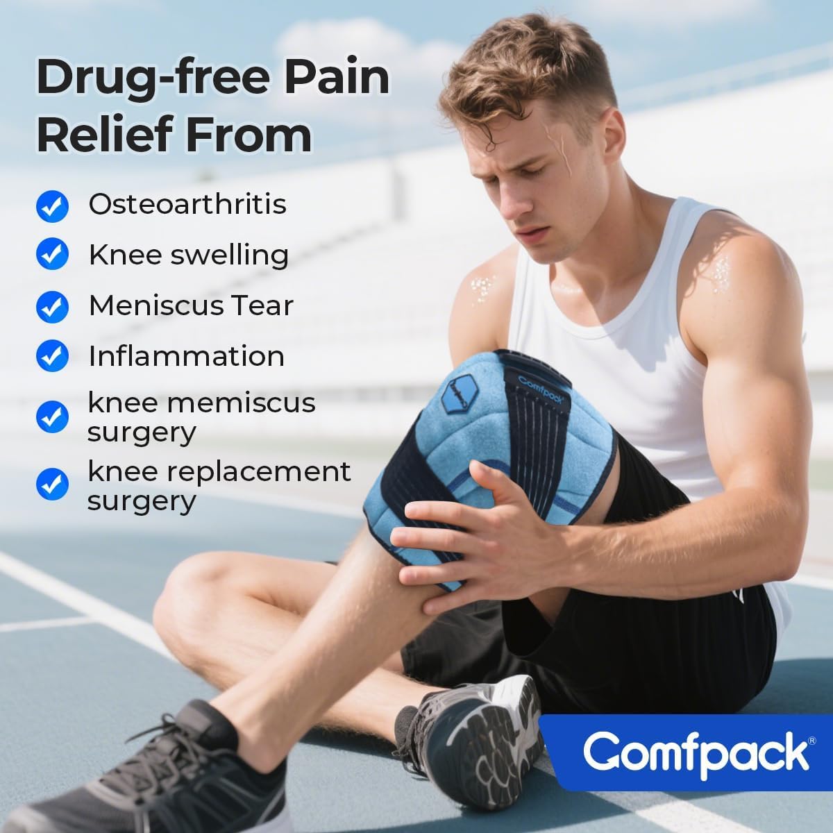 Comfpack Knee Ice Pack Wrap, 2 Hours Ice Pack for Knee Replacement Surgery - Image 3