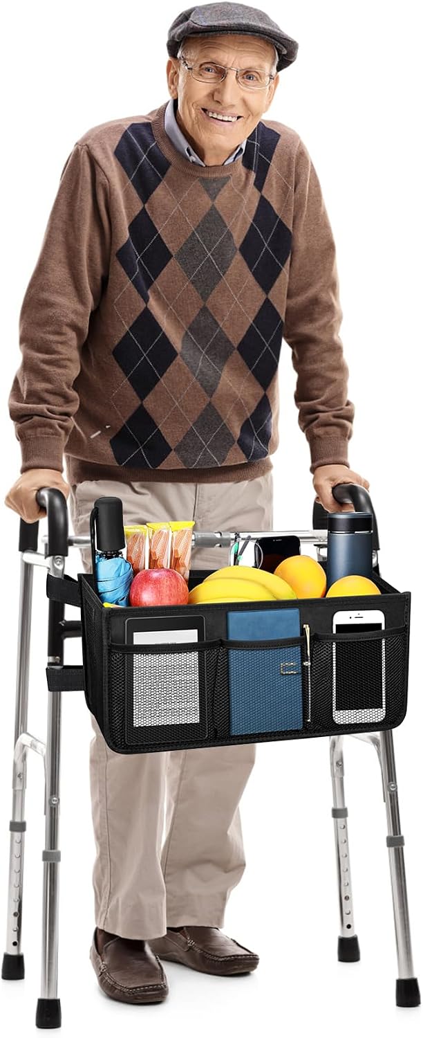 Dotday Upgraded Walker Basket with Cup Holder, Foldable Walker Bag - Image 2