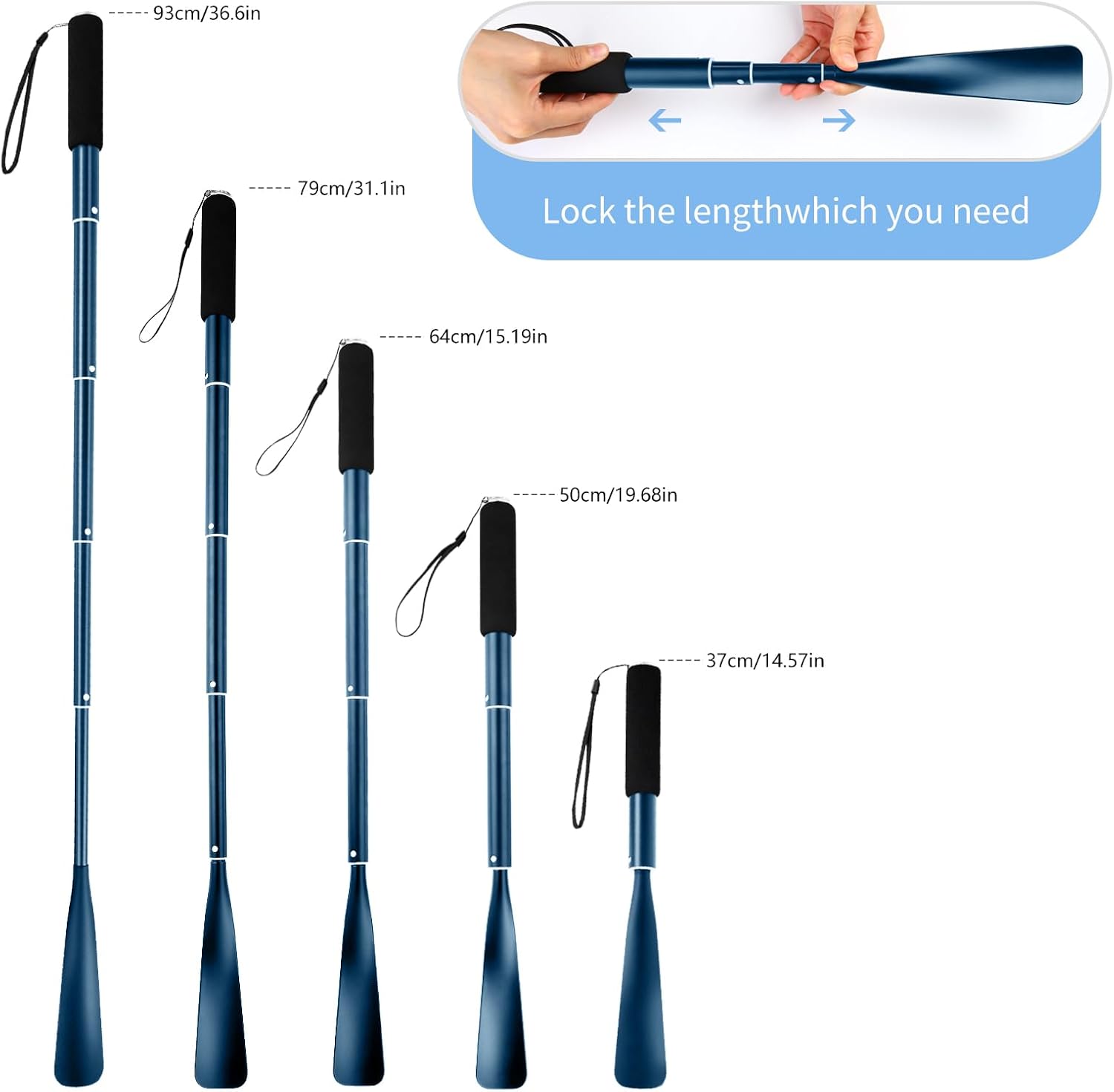 JJDPARTS Shoe Horn Long Handle,14.5"-37" Retractable Shoe Horn,Aluminum Shoe Horn For Men Women Kids Seniors - Image 7