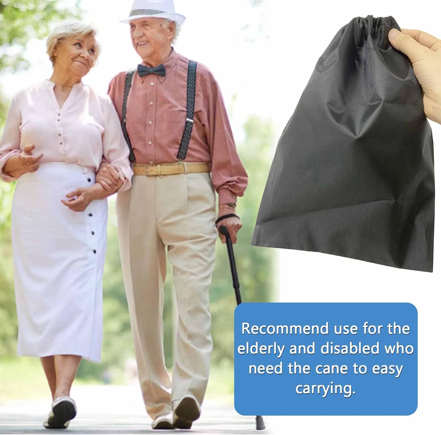 Folding Cane Storage Bag, Walking Sticks Organizer Pouch Travel Case for Elderly Disabled, Easy Carry, 14" L (Not Include Cane) - Image 6