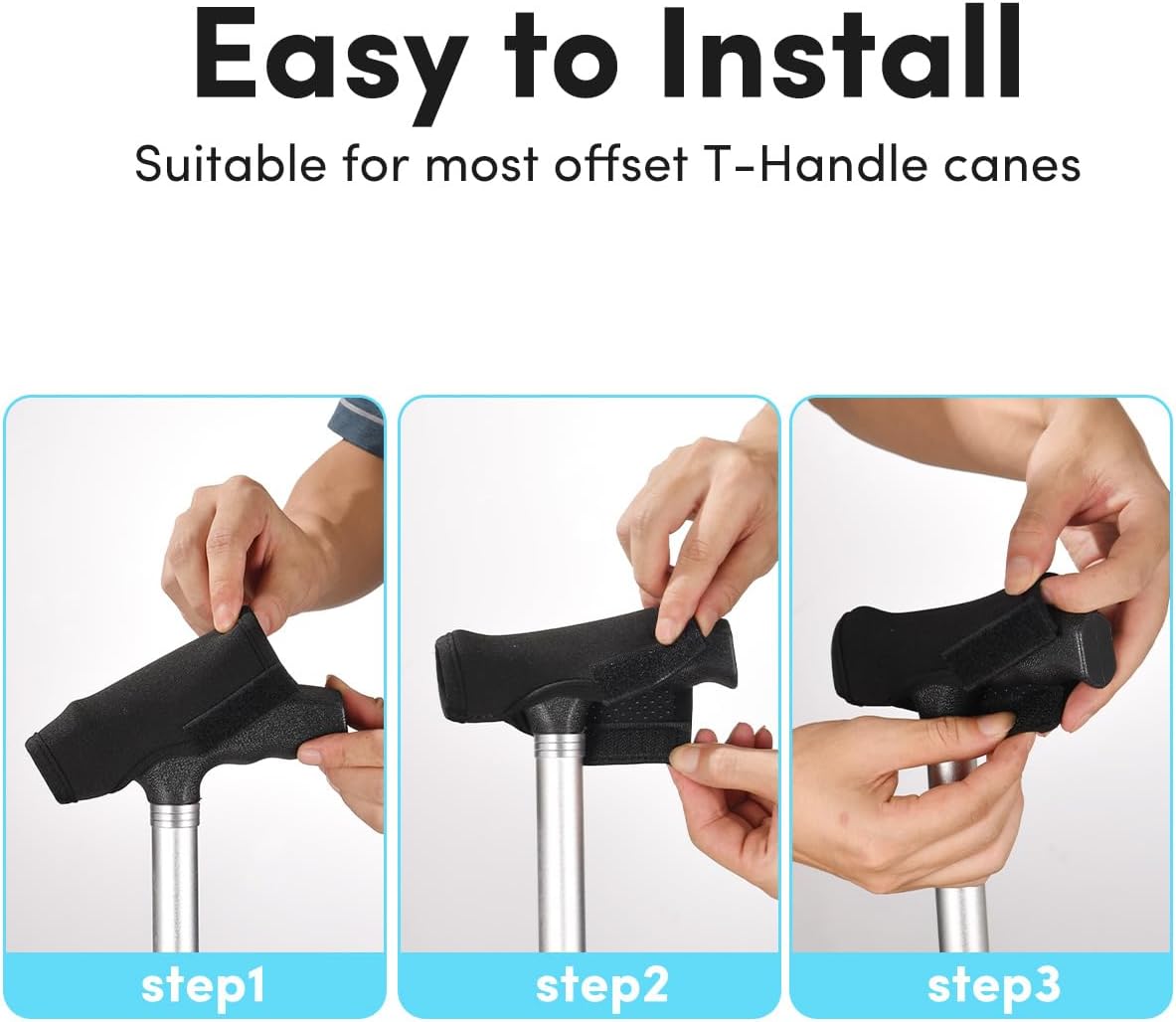 Walking Cane Handle Cover - Cane Handle Cushion for Seniors - Soft Cane Handle Grip Replacement & Cane Accessories with Non-Slip Cushion Grip, Universal Fit for Most Canes - Image 6