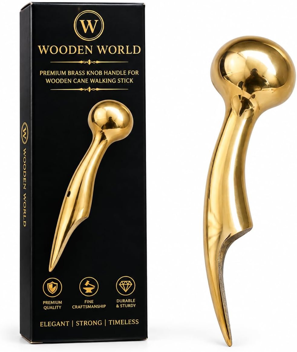 Solid Brass Walking Cane Handle Only Vintage Round Knob Replacement Top for Wooden Walking Sticks Polished Gold Finish Heavy Duty - Image 3