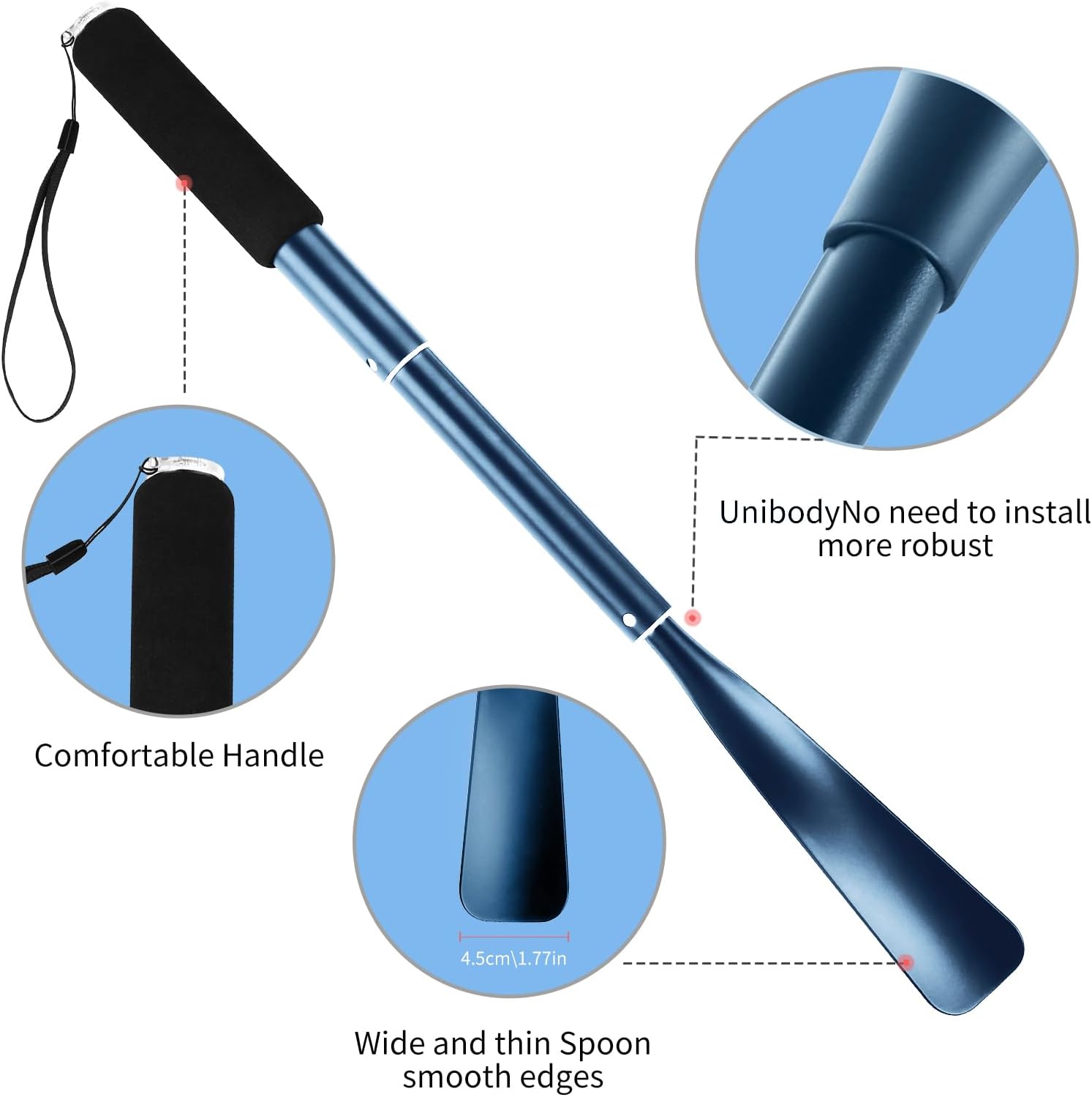 JJDPARTS Shoe Horn Long Handle,14.5"-37" Retractable Shoe Horn,Aluminum Shoe Horn For Men Women Kids Seniors - Image 4