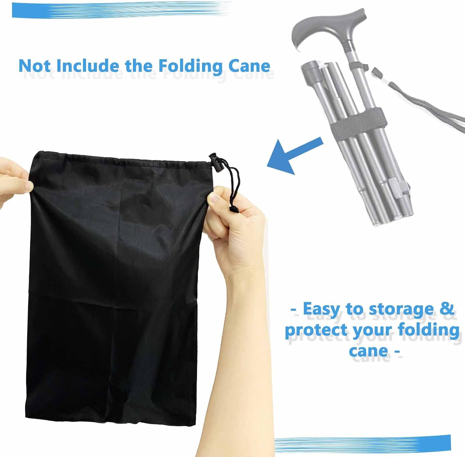 Folding Cane Storage Bag, Walking Sticks Organizer Pouch Travel Case for Elderly Disabled, Easy Carry, 14" L (Not Include Cane) - Image 4