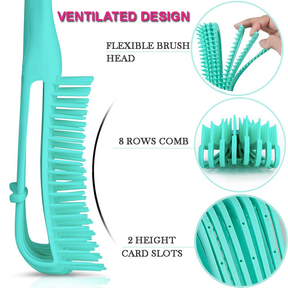 5 Pcs Detangling Hair Brush Set, Ez Detangler Brush With Edge Brush, Rat Tail Combs for Black Natural Hair Styling and Cuting, Curly/Straight/Wet/Dry/long/Short Hair Available for Women Kids Men - Image 2
