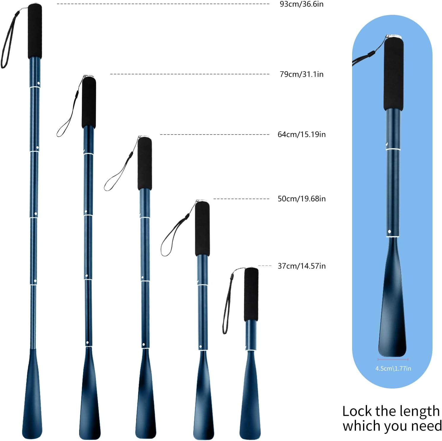 JJDPARTS Shoe Horn Long Handle,14.5"-37" Retractable Shoe Horn,Aluminum Shoe Horn For Men Women Kids Seniors - Image 6