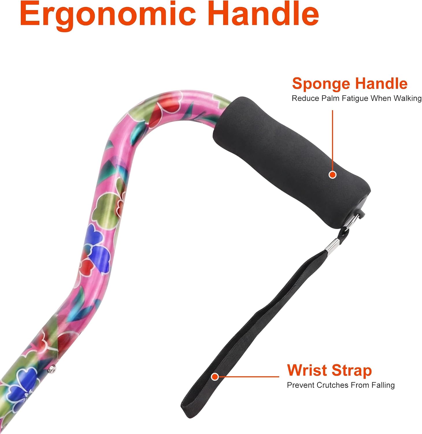 Floral Canes for Women Folding Cane for Stability with Non-Slip Base, Adjustable Walking Cane for Seniors - Lightweight Collapsible Walking Sticks with T & Offset Handle - Image 2