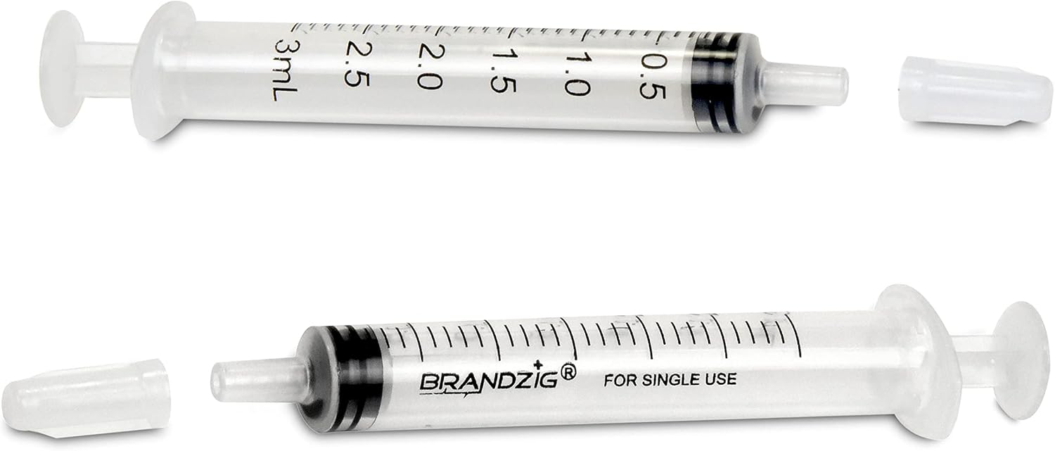 3ml Syringe With Cap (100 Pack) | Oral Dispenser Without Needle, Luer Slip Tip | Individually Wrapped Medicine Dropper For Infants & Pets - Image 2