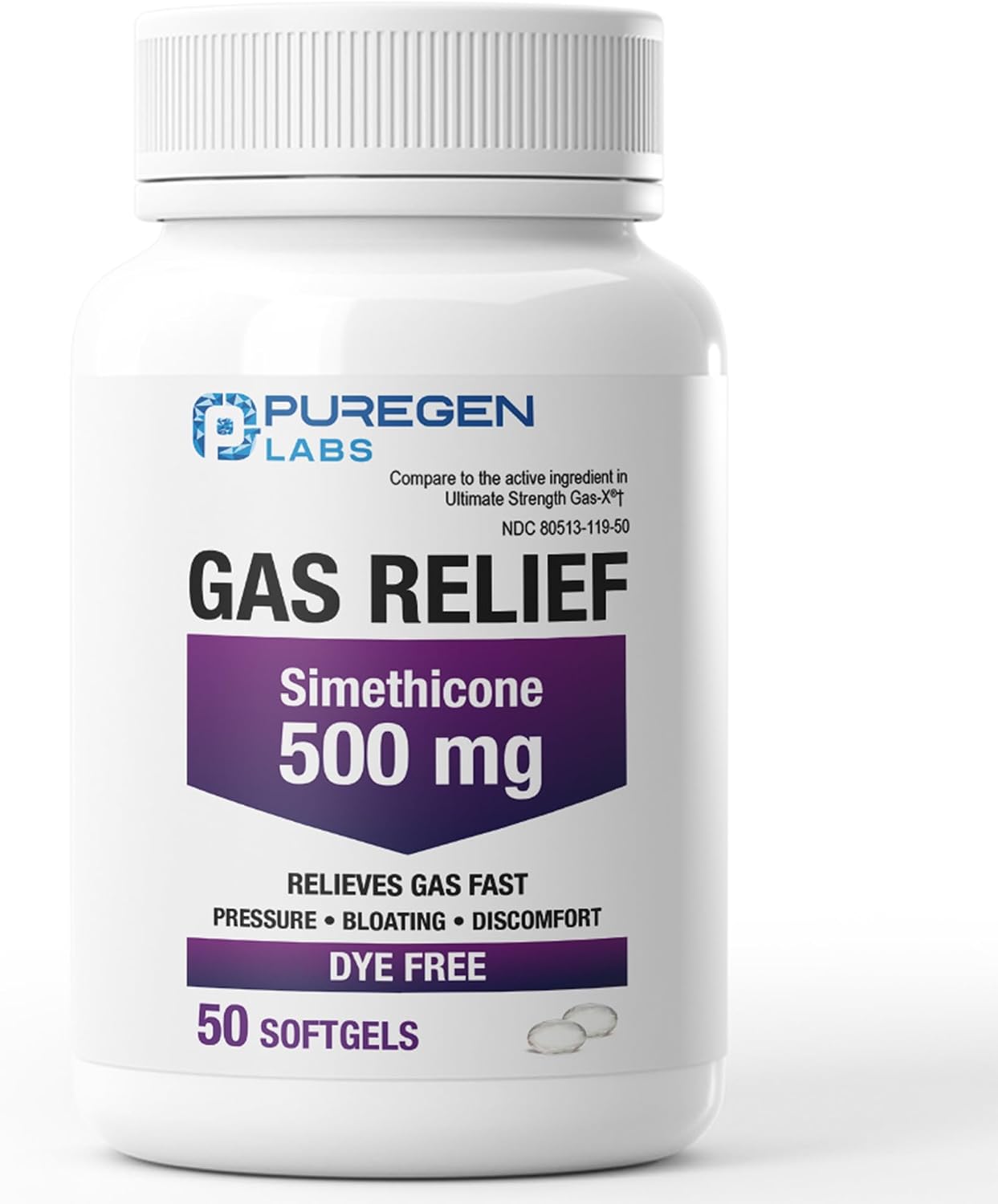 Puregen Labs Gas Relief Softgels wi...