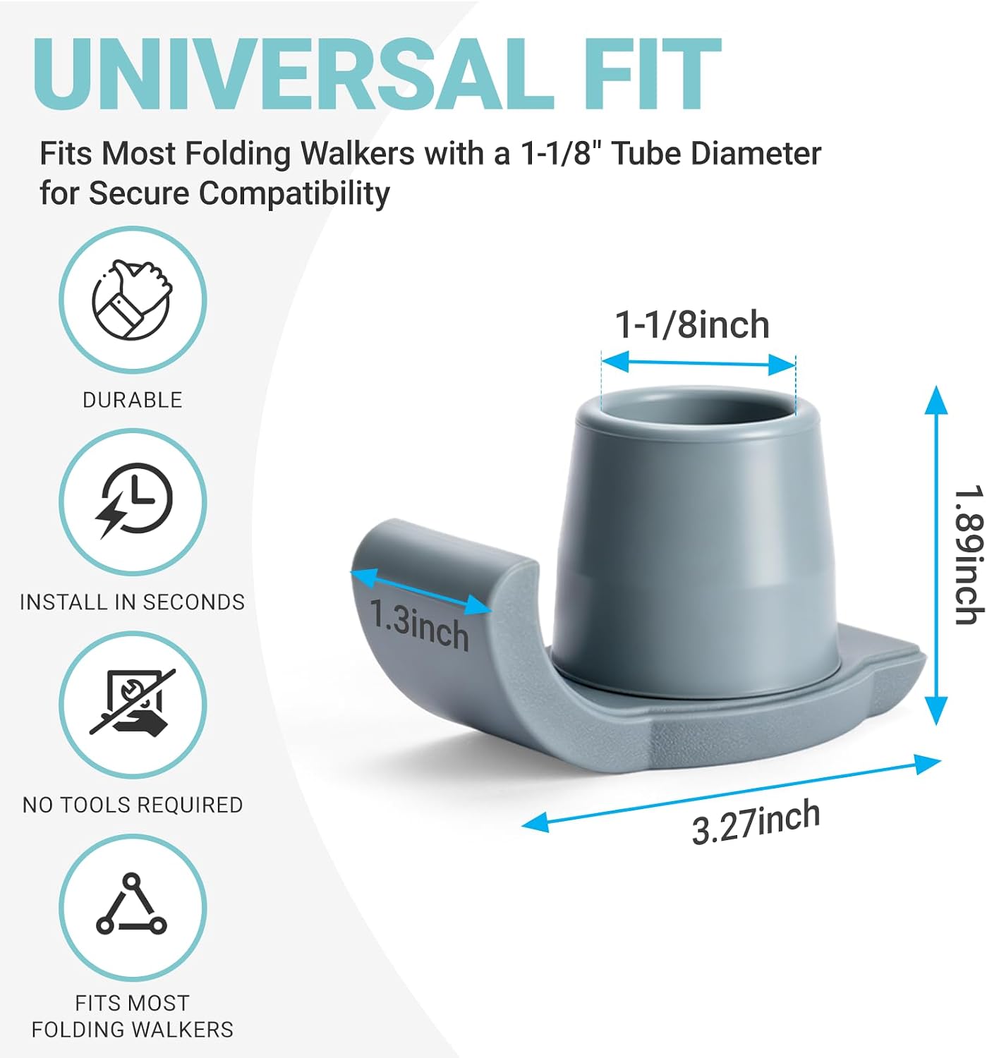 Walker Skis Glides for Folding Walkers Universal Walker Accessories for Senior Folding Mobility Aids Heavy Duty Replacement Walkers Tips Smooth Glide on All Surfaces(4 Pack) - Image 2