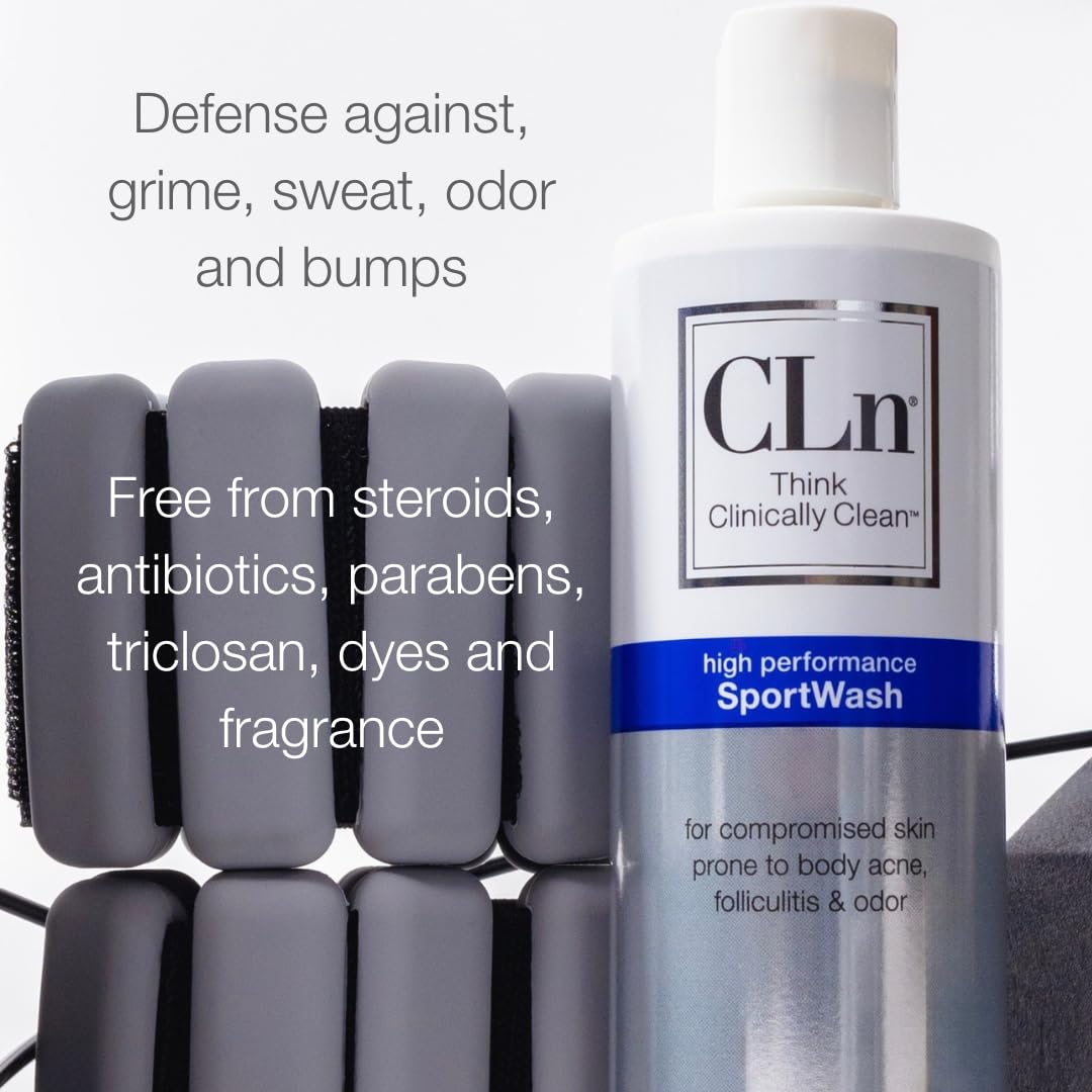 CLn® SportWash – High-Performance Sport Body Wash, For Men & Women Prone to Body Odor, Foot Odor, Ringworm, Folliculitis, & Back Acne, Fragrance-Free & Paraben-Free, 12 fl. oz. - Image 8