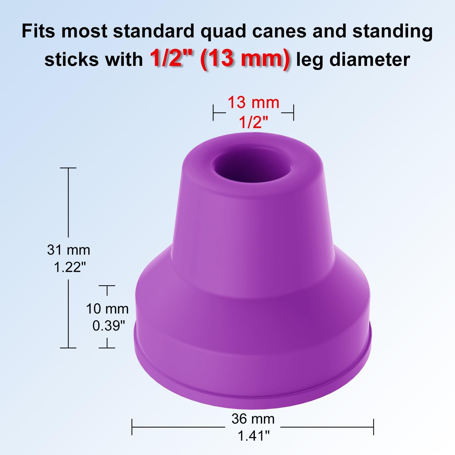 supregear Quad Cane Tips (4-Pack) - Heavy Duty Rubber Cane Tip - Non-Slip Extreme Grip Replacement Foot Pad - Accessories for Walking and Standing Stick for Women, Men, Seniors, Elderly - Image 2