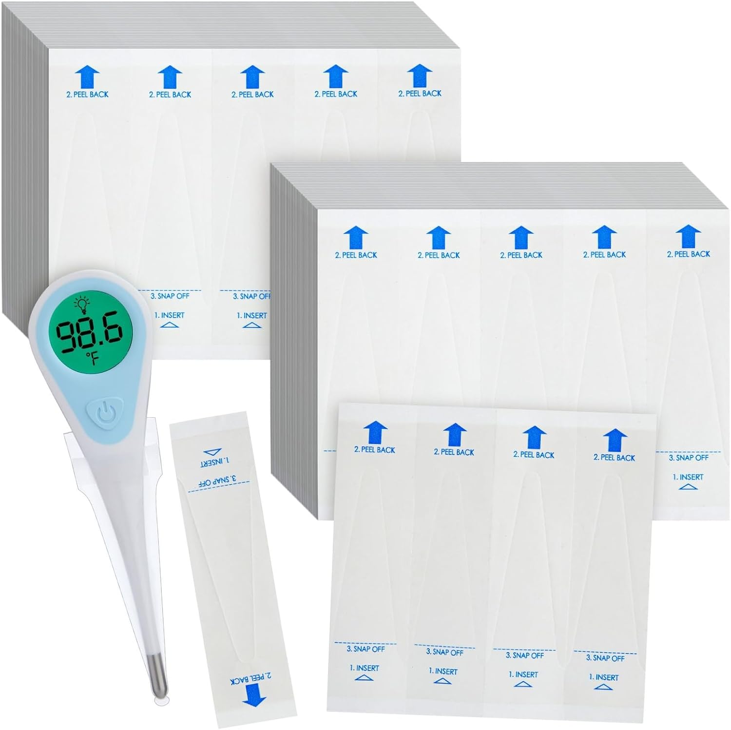 Juvale Thermometer Covers - 100 Count, White - Disposable Probe Covers for Digital Thermometers & Oral, Rectal, Armpit Use