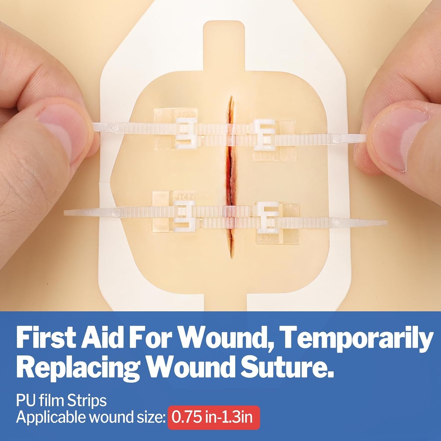 AZEN 16 Pack Wound Closure Strips, 4 Types Butterfly Bandages, Emergency Laceration Closure Kit, Repair Wounds Without Stitches, Quick Clot Zip Stitch Wound Closures Device - Image 3