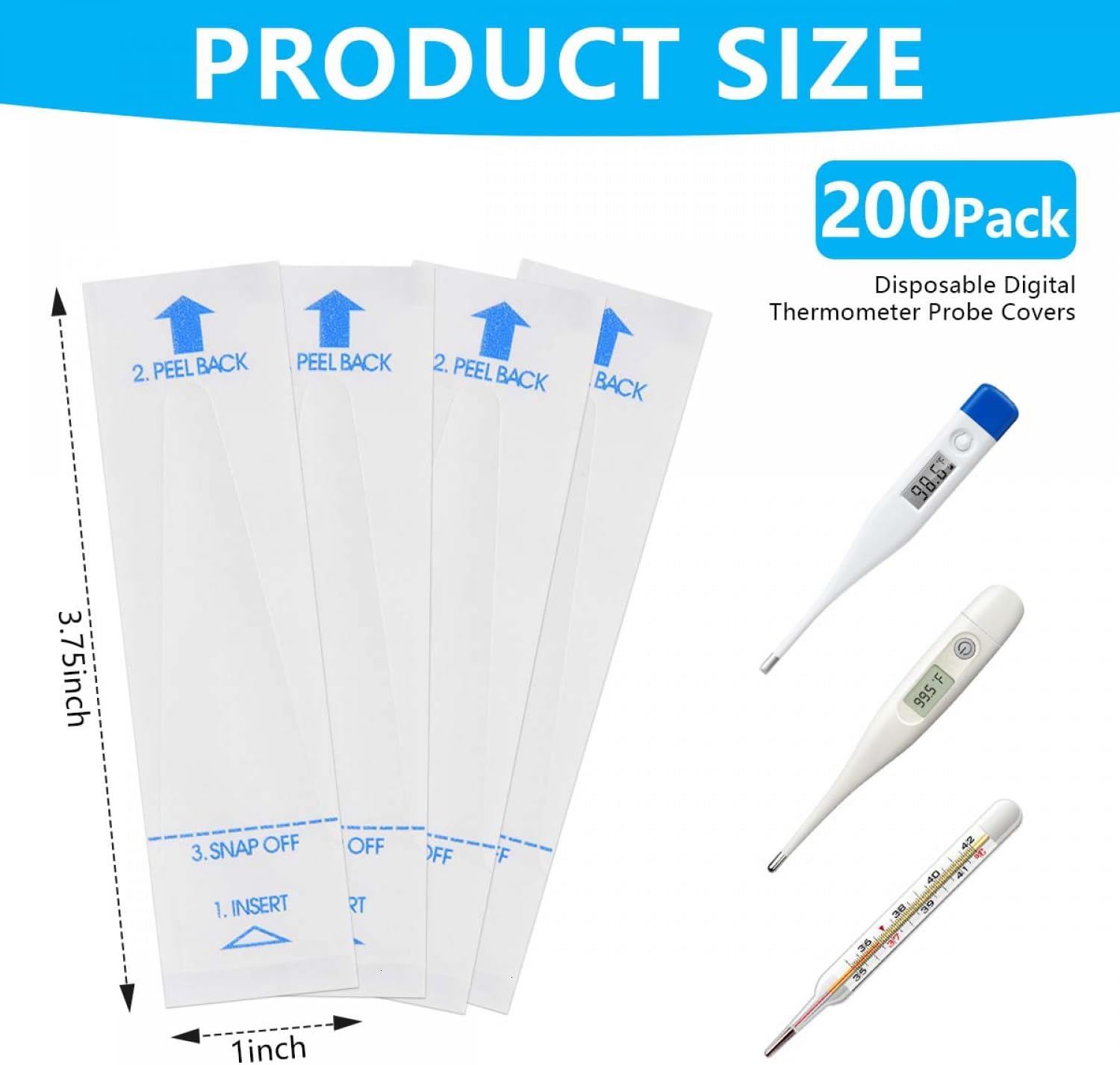 SenseYo 200 Pcs Disposable Digital Thermometer Probe Covers Sleeve Clear Temperature Sheath Sleeves Cover for Oral, Armpit, Rectal Thermometer - Image 2