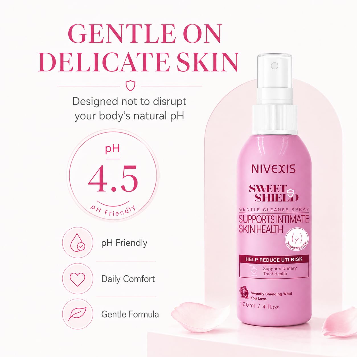 Feminine Intimate Skin Spray, Vaginal Odor Control & Itch Relief, pH Balanced Hygiene Cleanser, Soothes Irritated for Vaginal, Hypoallergenic, Fragrance-Free Hypochlorous Acid Formula, 4 fl oz - Image 4