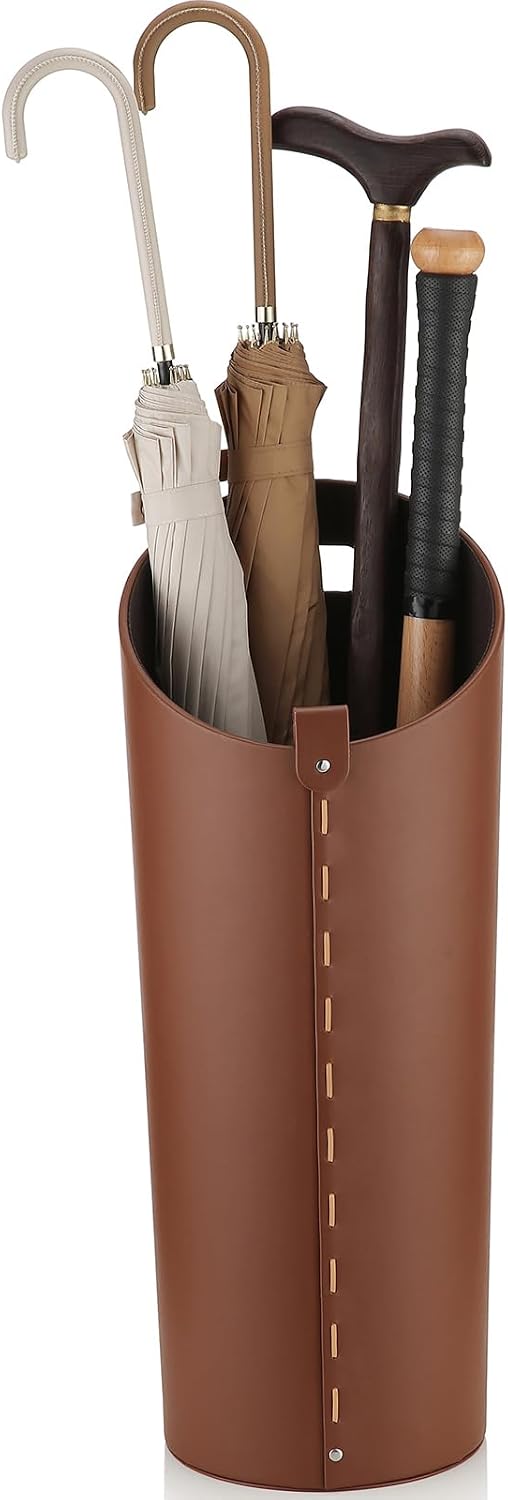 Brown Leather Umbrella Holder Indoo...