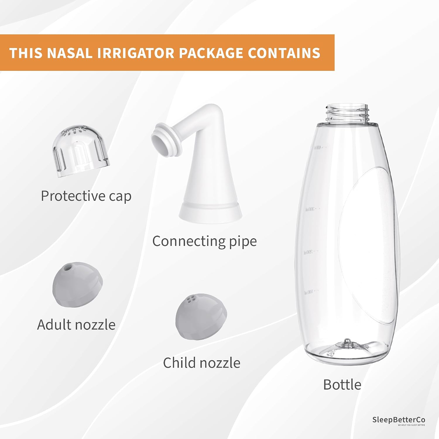 Nasal Irrigator, Sinus Rinse Bottle, BPA-Free, Ergonomic Design, 2 Tips for Adult/Kids, Reduces Snoring, Relieves congestion, Easy to use, Transparent Light-grey - Image 5