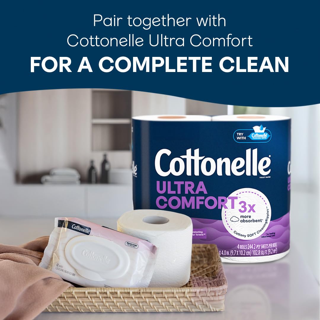 Cottonelle Fragrance Free Flushable Wipes, 2 Packs, 42 Wipes per Pack - Image 5