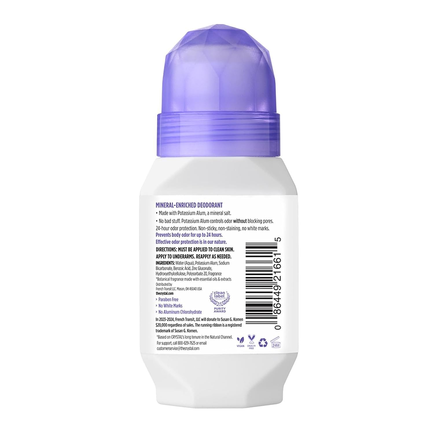 CRYSTAL Deodorant Aluminum Free Mineral Deodorant Roll-On for Women & Men, Lavender & White Tea - Paraben Free - Certified Cruelty Free & Vegan Deodorant - Prevents Odor Up to 24 Hours ,2.25 Fl Oz (Pack of 3),21661-3 - Image 2