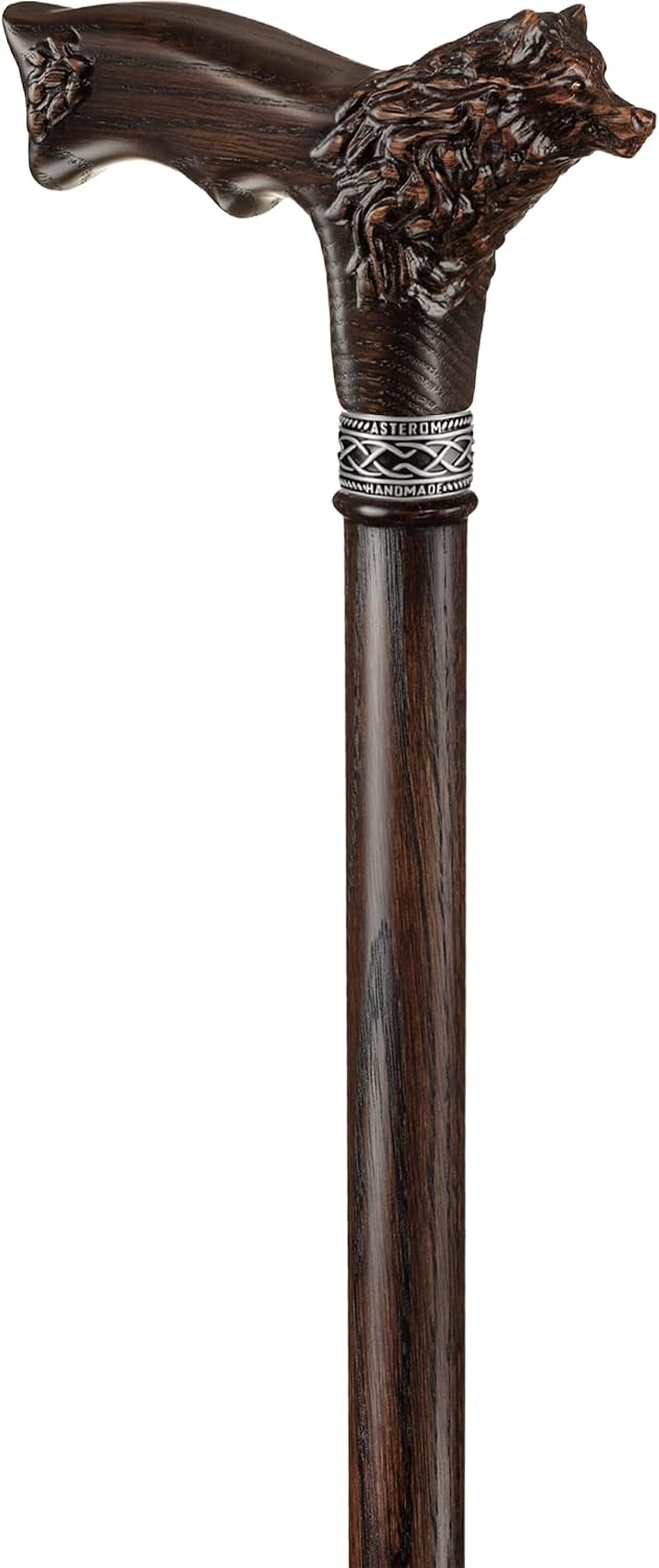 Asterom Walking Cane - Handmade Wolf Cane - Cool Walking Canes for Men and Women - Wooden, Carved, Unique - Walking Sticks for Men & Seniors - Image 6