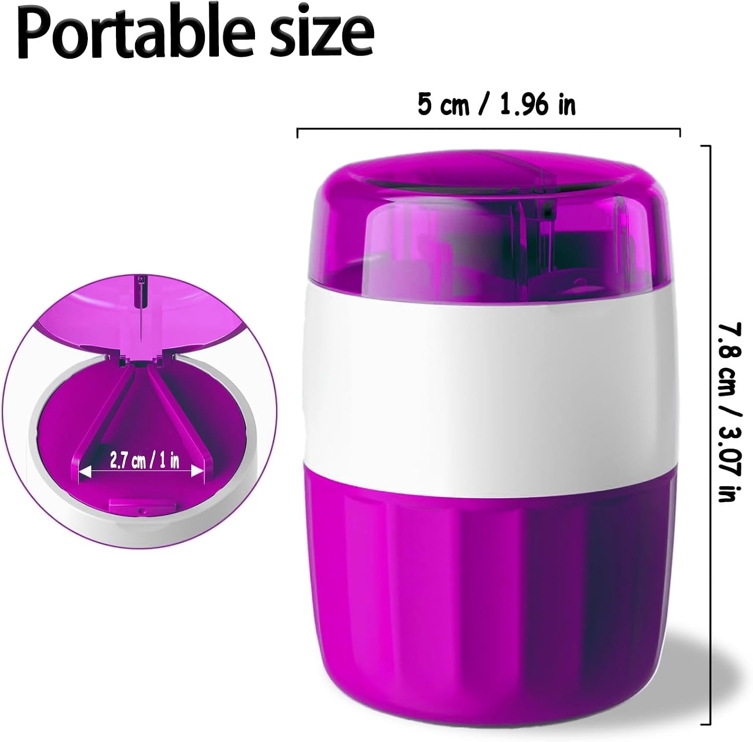 Pill Cutter Splitter for Small and Tiny Pills Vitamins Tablets, Built-in Storage Compartment, Pill Crusher Fine Powder with Stainless Steel Grinding Head,Pills Grinder with Pill Box Organizer (Purple) - Image 3