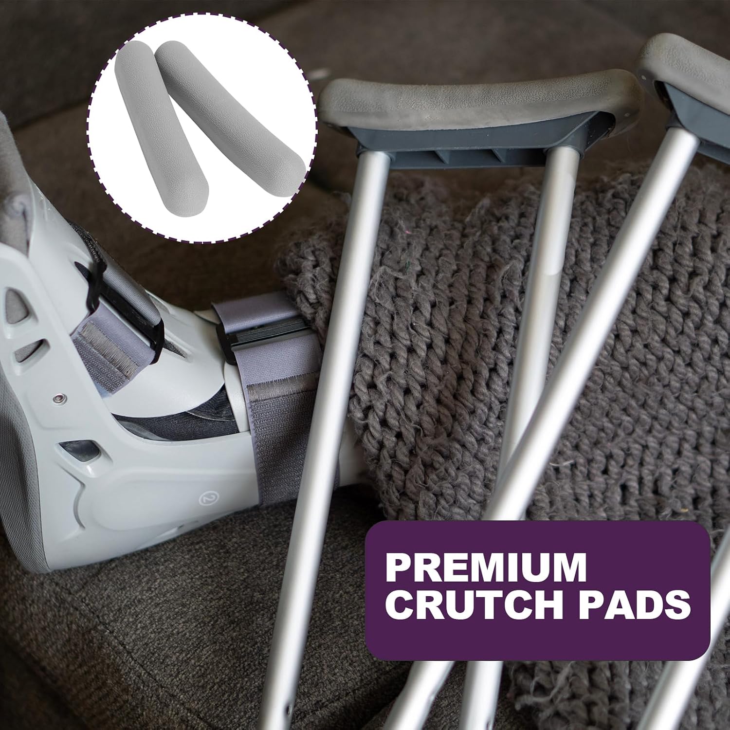 Replacement Crutch Pads, 2 Pack Crutch Padding, Underarm Crutch Pads, Replacment Cushion Tops Axillary Support Double Crutches Accessories - Image 3