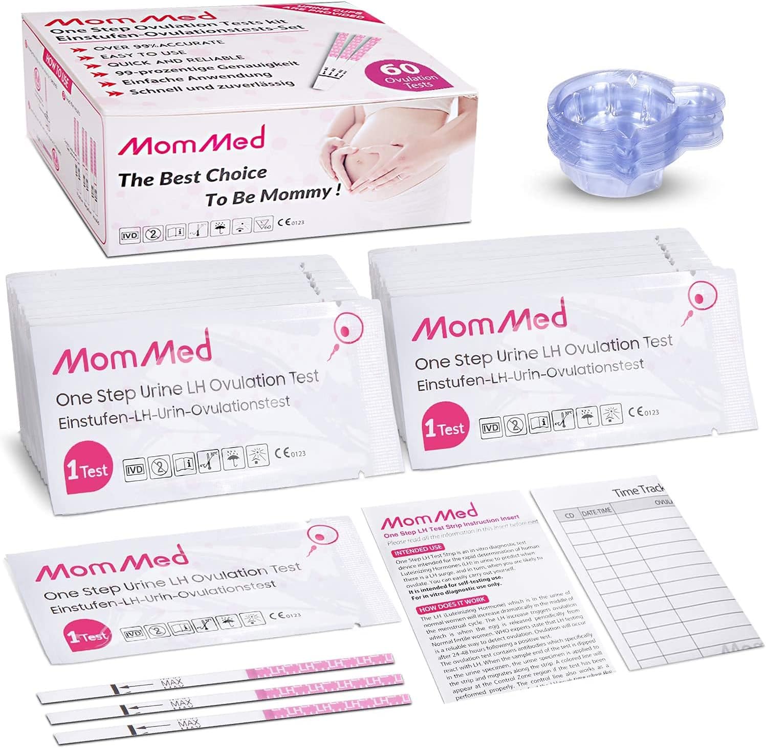 MomMed Ovulation Test Strips (LH60) with 60 Collection Cups, Reliable LH Surge Predictor OPK Kit, Accurately Track Ovulation Test, High Sensitivity Result for Women Home Testing - Image 6