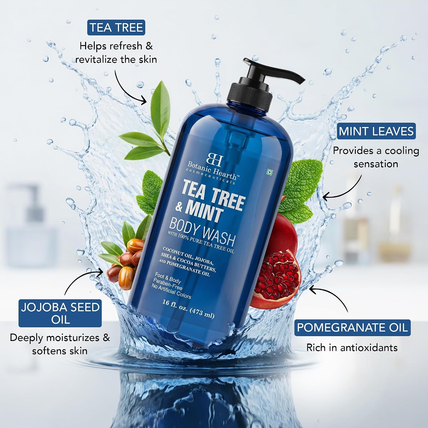 Botanic Hearth Tea Tree & Mint Body Wash With Fresh Scent- 16 fl oz - Image 9