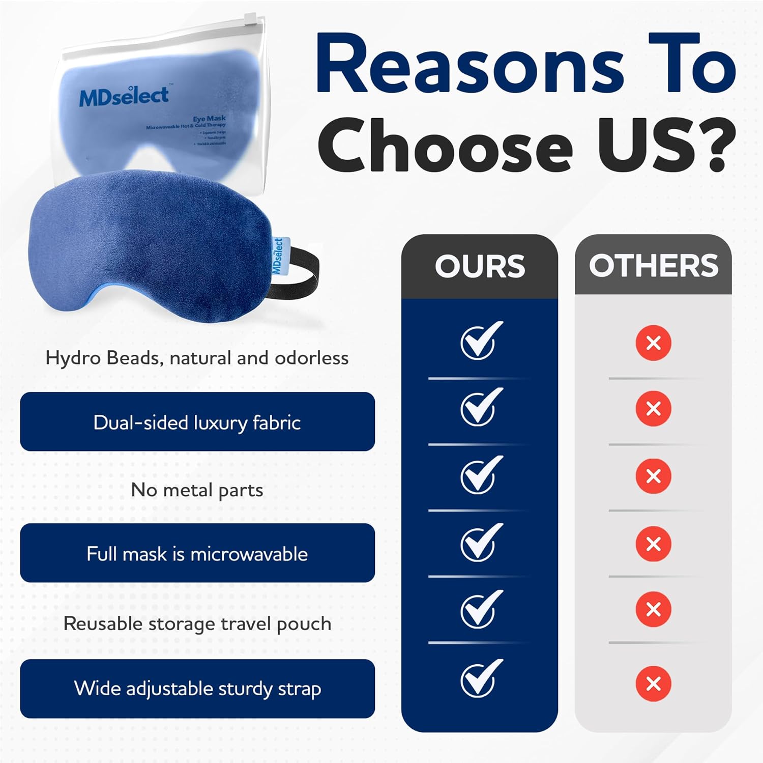 Microwavable & Freezable Hydro Beads Eye Mask - Warm & Cold Therapy for Dry Eyes, Styes, Blepharitis & Sinus Relief - Image 7