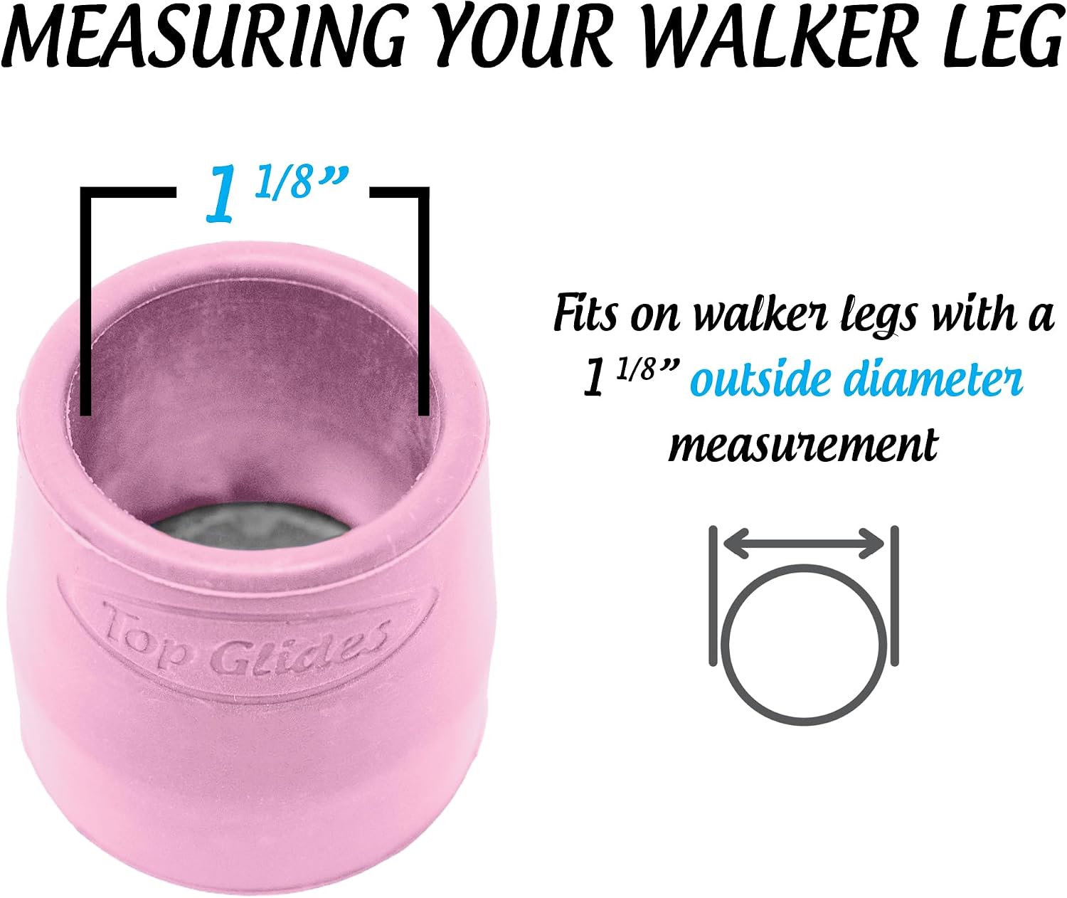 Top Glides Steel-Reinforced Walker, Commode, and Bath Bench Replacement Rubber Tips, Pink, 1 1/8" (Pack of 4) … - Image 5