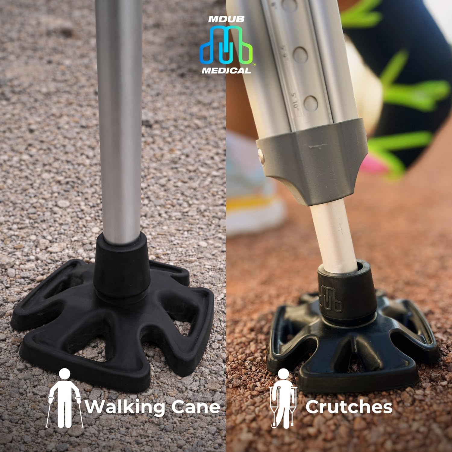 MDUB Medical All Terrain Tip - Heavy Duty Design Cane or Crutch Tip - Sand, Snow, Dirt, and Rain Tip - 3/4" | Black | 1 Pack - Image 6
